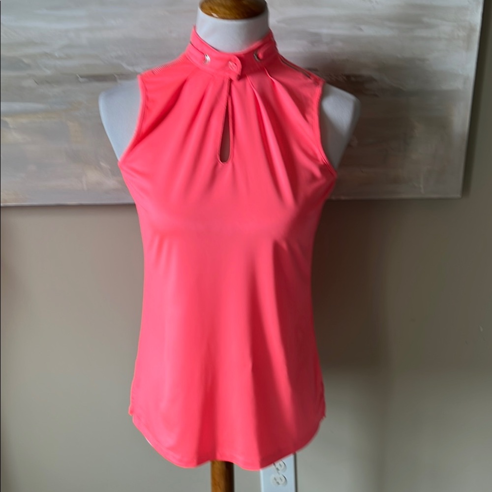 Simplicities by Jamie Sadock neon, pink keyhole neck sleeveless top